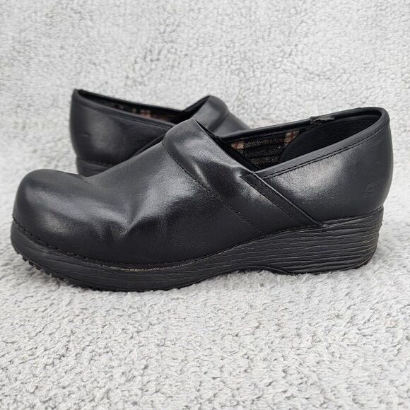 Skechers Work Women's Clogs Sz 8.5 All Black Slip Resistant Leather Shoes Casual - Picture 1 of 13